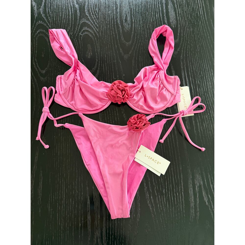 L*Space NEW Stella Applique Bikini Top (Free Matching Bottom Included!) L & XL
